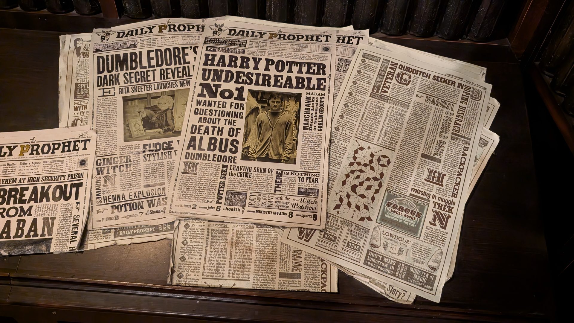 Daily Prophet newspapers in the Ministry of Magic area
